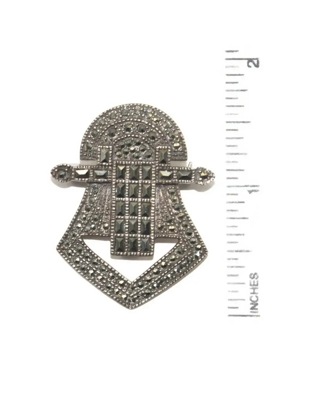 Art Deco Vintage Sterling Silver and Marcasite Brooch. Marked 925.